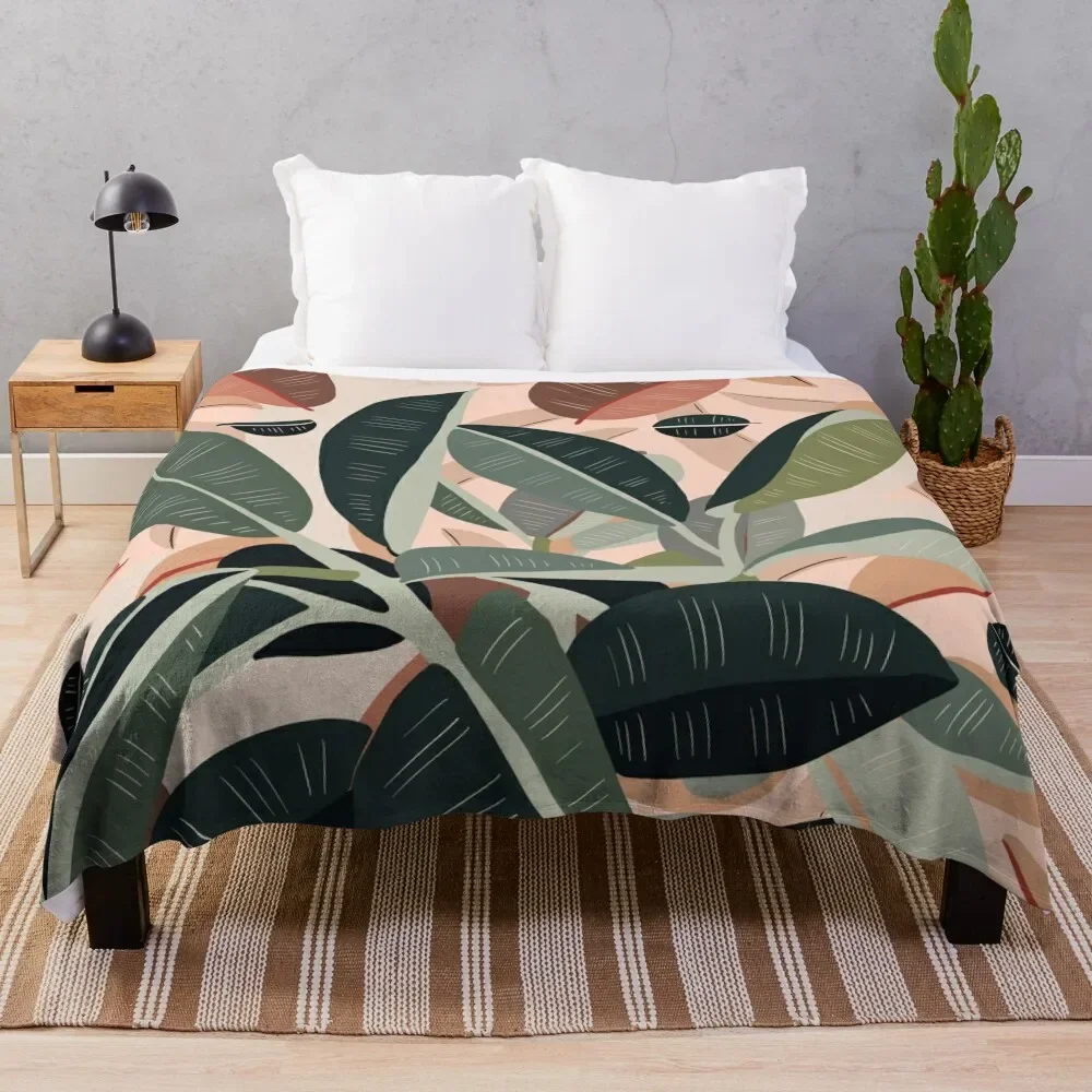 

Green leaves abstract Throw Blanket Decorative Sofa Fluffy Softs Sofa Multi-Purpose Blankets