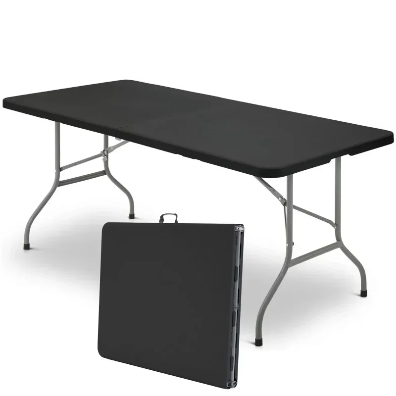 

Plastic Folding Table Portable Fold-in-Half Table, Black 72.00 X 29.00 X 29.00 Inches Outdoor Table Small Table