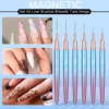 6Pcs Transparent French Stripe Liner Kolinsky Brush 3D Tips Manicure Ultra-thin Line Drawing Pen Brushes Painting Nail Art Tools 6
