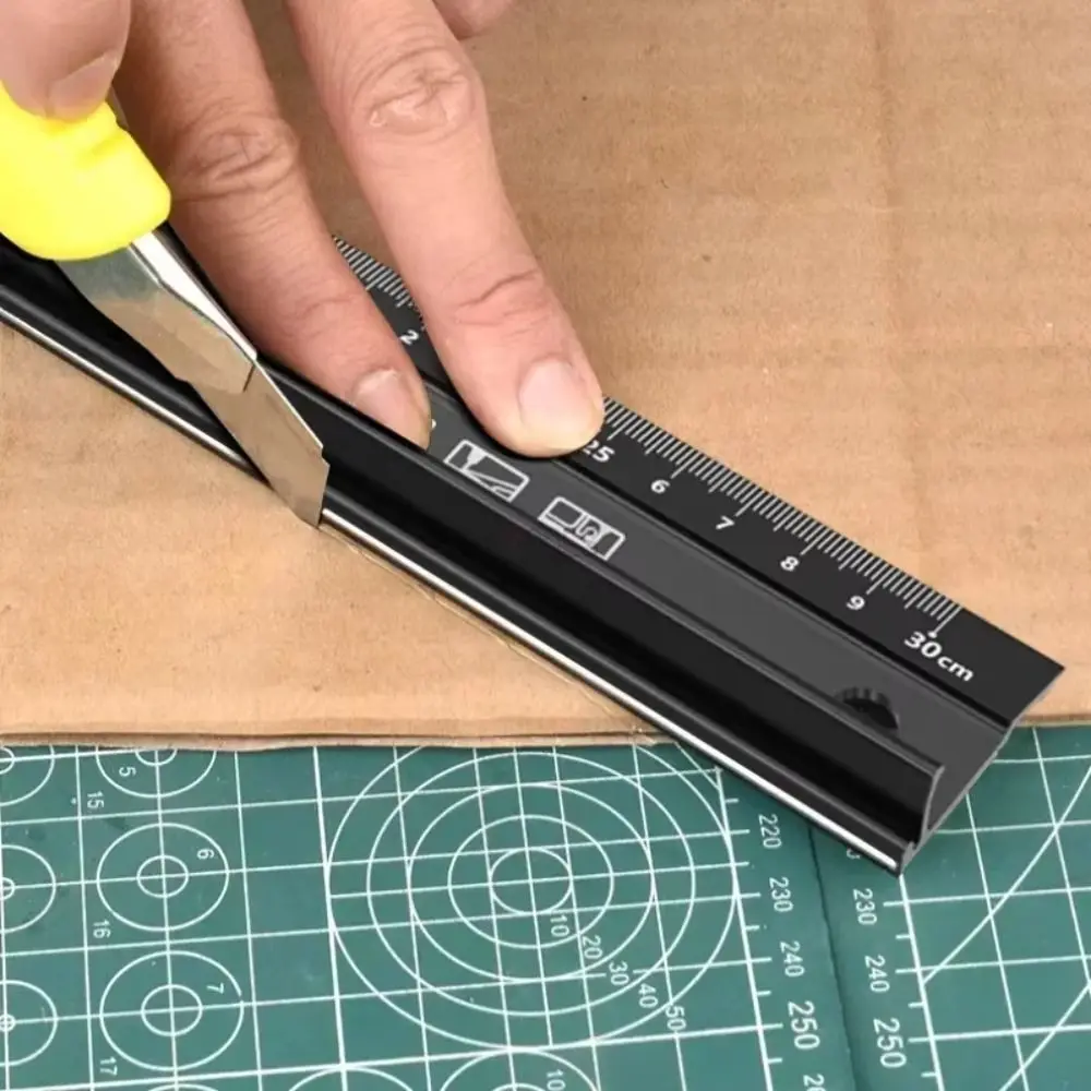 20/30/45cm Durable Aluminum Alloy Straight Ruler Non-slip Anti-cut Hand Protective Ruler Precise Measuring Rulers