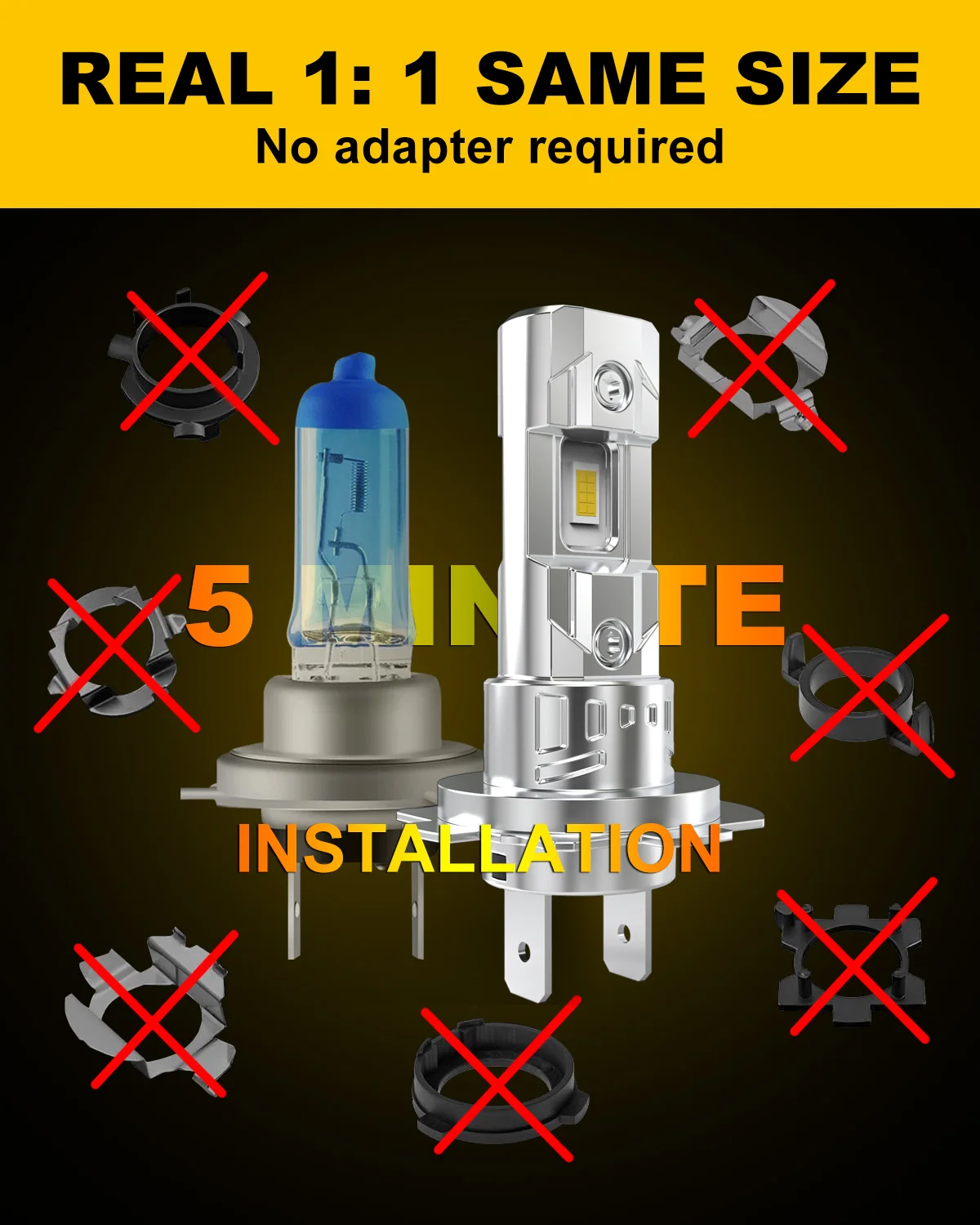 KATUR Ampoule H7 LED 16000LM, 80W 400% Lumière