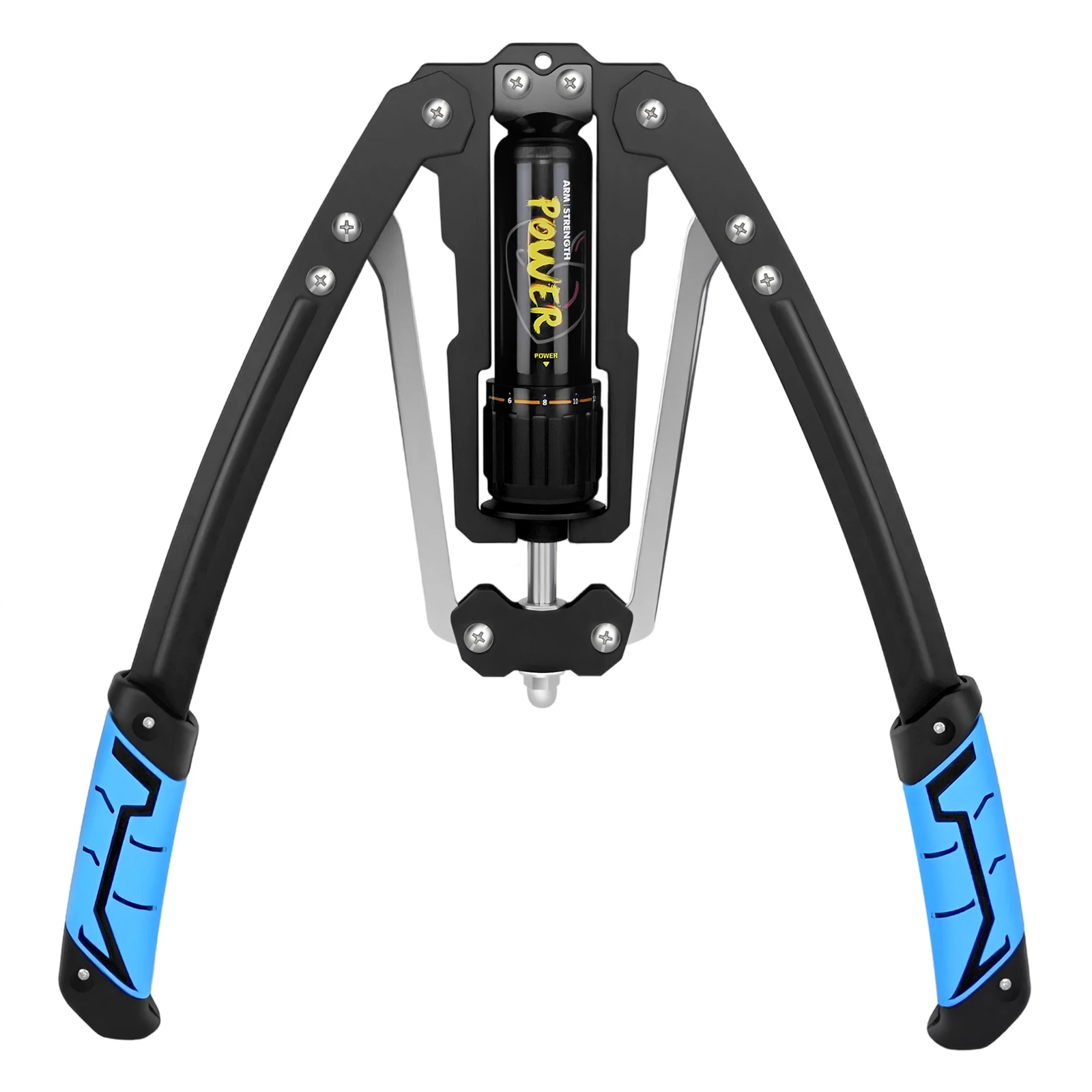 hydraulisk armtränare med blå detaljer