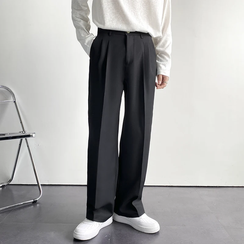 Men Suit Pants Casual Wide Leg Trousers 