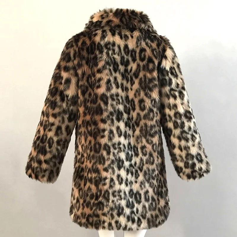 Leopard Print Coat Women Faux Fur Coat Luxury Winter Warm Plush Jacket Fashion Artificial Fur Female Outwear High Quality Top