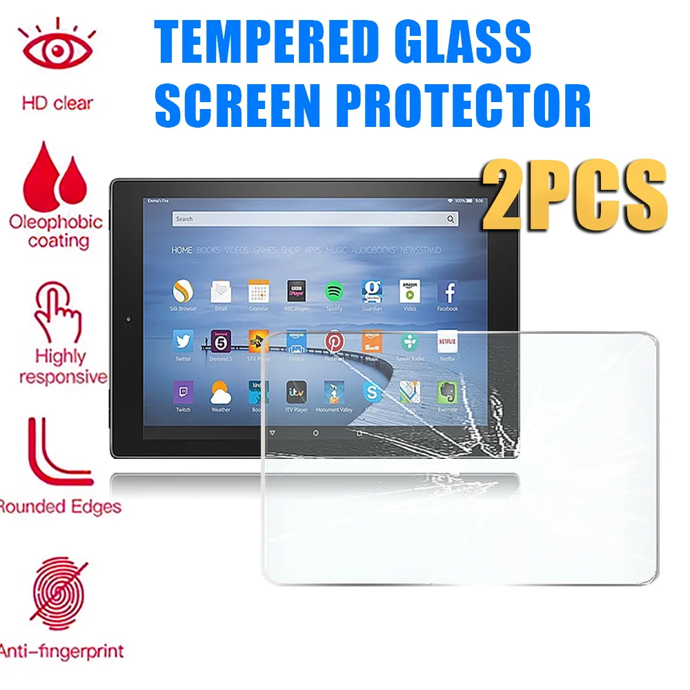 

2PCS 9H HD Tempered Glass Screen Protector for Amazon Fire HD 10 9th Gen (2019) Protective Film Anti-Scratch Film