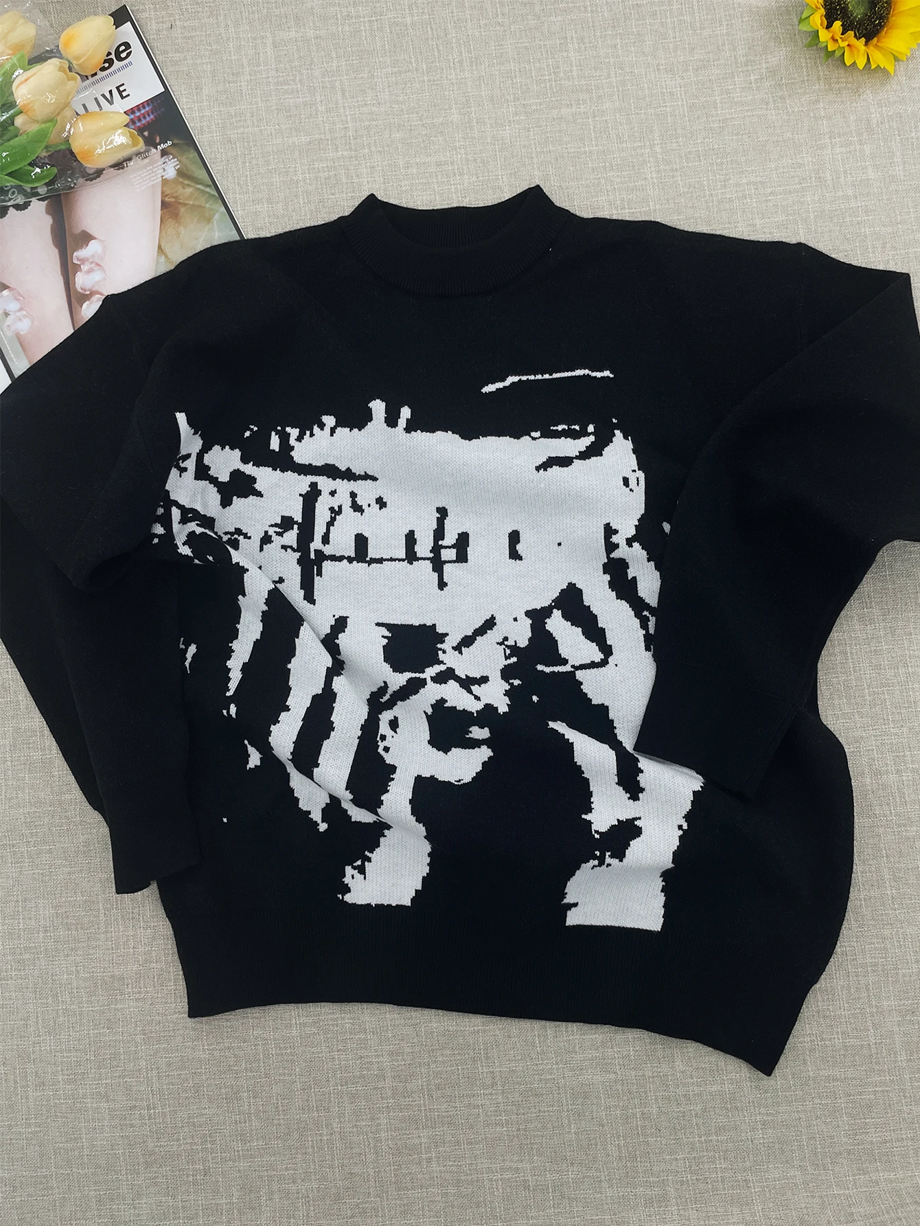 temperament commuter style pullover sweater for women's autumn and winter new loose all-match crew-neck knitwear