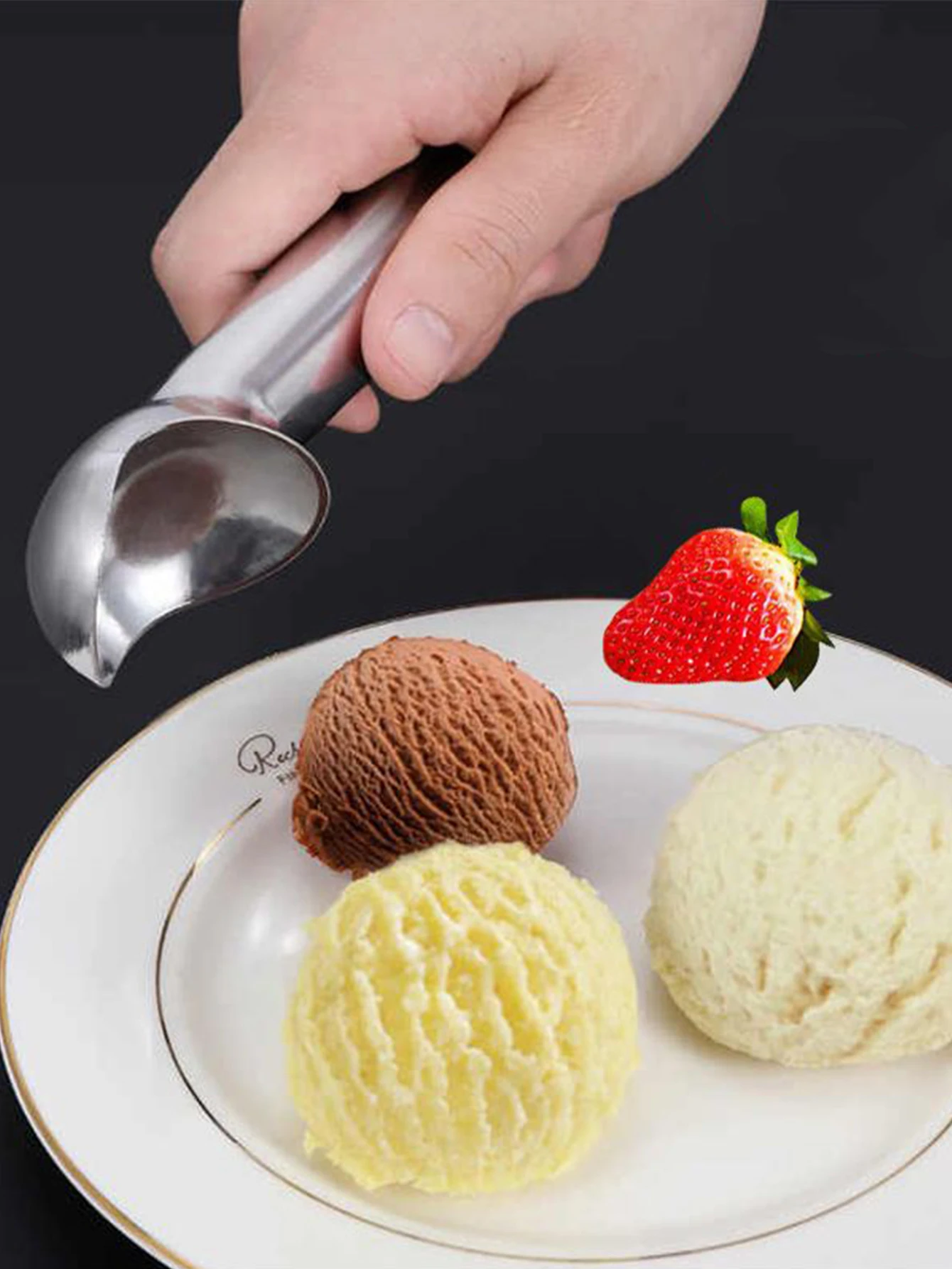 Ice Cream Scoop Stainless Steel Ice Cream Spoon Digger Watermelon Fruit Ball Cookie Spoon Icecream Scooper Home Kitchen Gadgets ice cream scoop