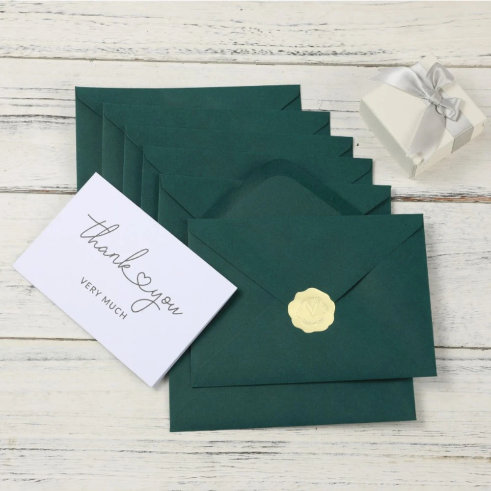 Envelope Gold Embossed Heart Sticker Wedding Invitation Set for Party Invitations Cards Postcards Gift 25pcs