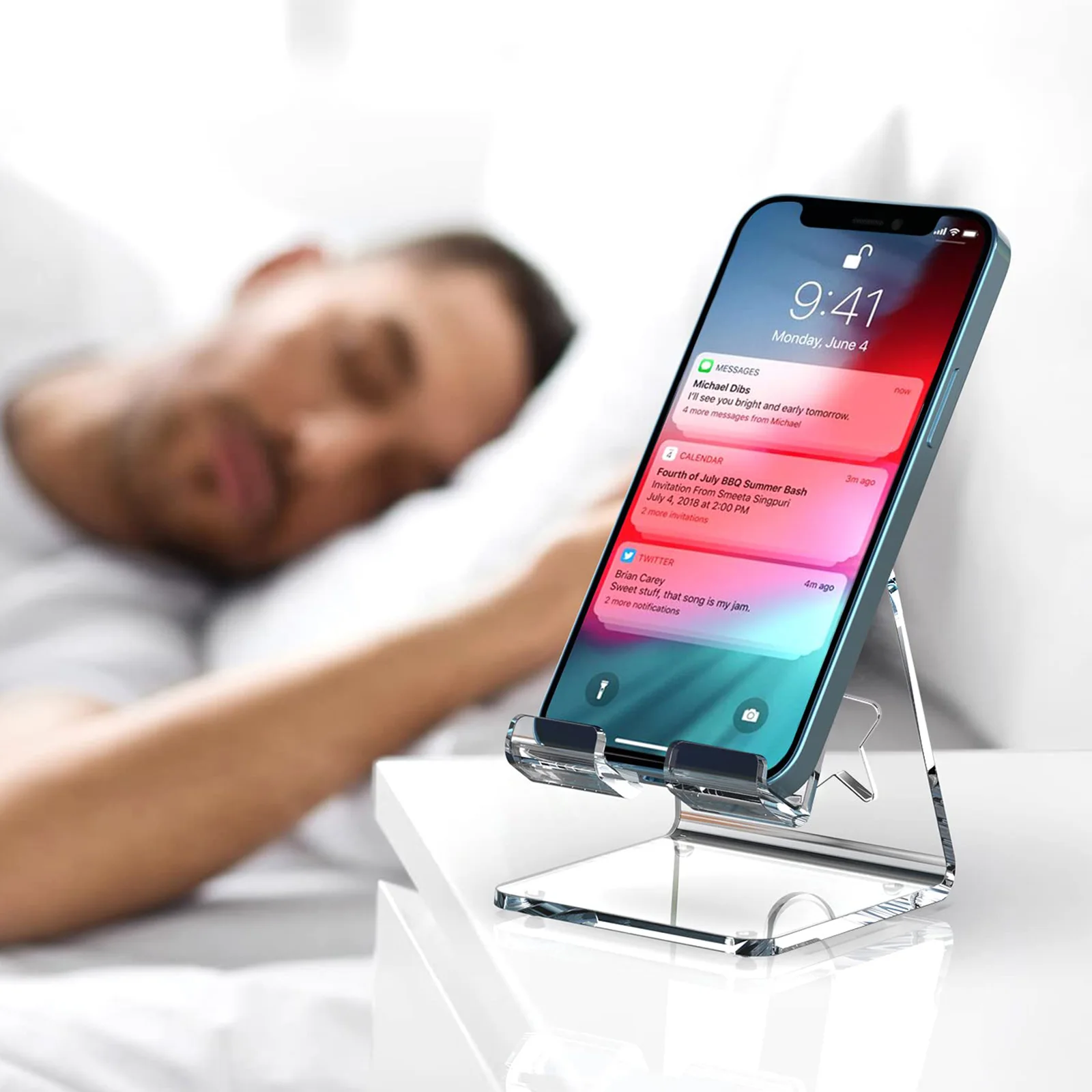 아크릴 휴대폰 스탠드 투명한 데스크탑 폰 홀더 휴대용 경량 범용 홈 오피스 용품