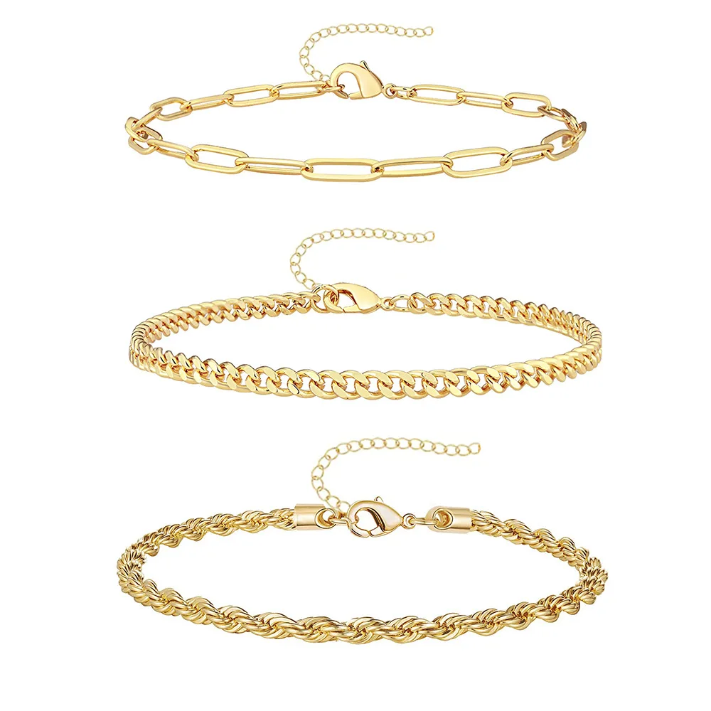 Stainless Steel Anklet Set For Women Snake Twisted Rope Chain On Foot Female Summer Beach Ankle Bracelet Never Fade Jewelry 3Pcs