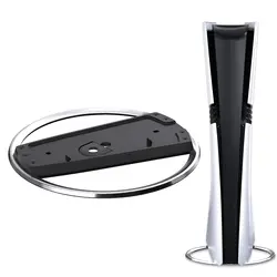 Sleek Black Vertical Console Stand with Anti - Slip Pads for Space - Saving Organization (Black)