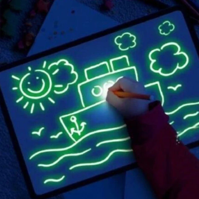 A3 A4 A5 Magic Luminous Drawing Board Draw with Light-Fun Sketchpad Board Fluorescent Pen Russian English Light Up Draw Kids Toy 3