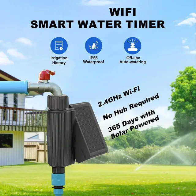 Smart Water Timer Solar Powered WiFi Sprinkler Timer with Brass Inlet Automatic Irrigation Controller No Hub Required 1