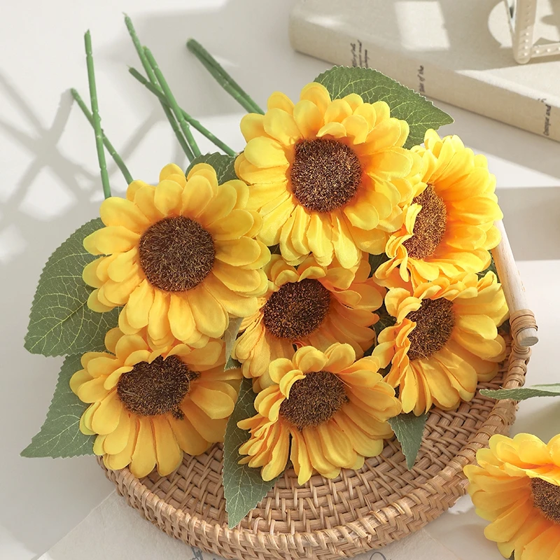 1/2 Stücke 26/47 CM Sonnenblumen Künstliche Blumen Bouquet Party Supplies für Wohnkultur Hochzeit Dekoration Gefälschte Blumen DIY Zubehör