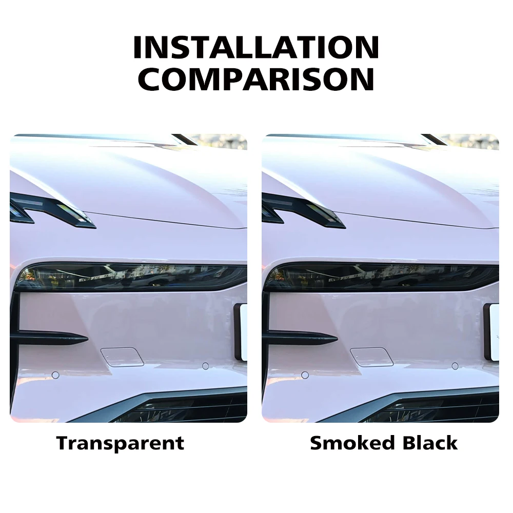 High-Gloss Smoke Black Pre-Cut Headlight Cover – Premium TPU PPF Anti-Scratch Protective Vinyl Wrap Kit