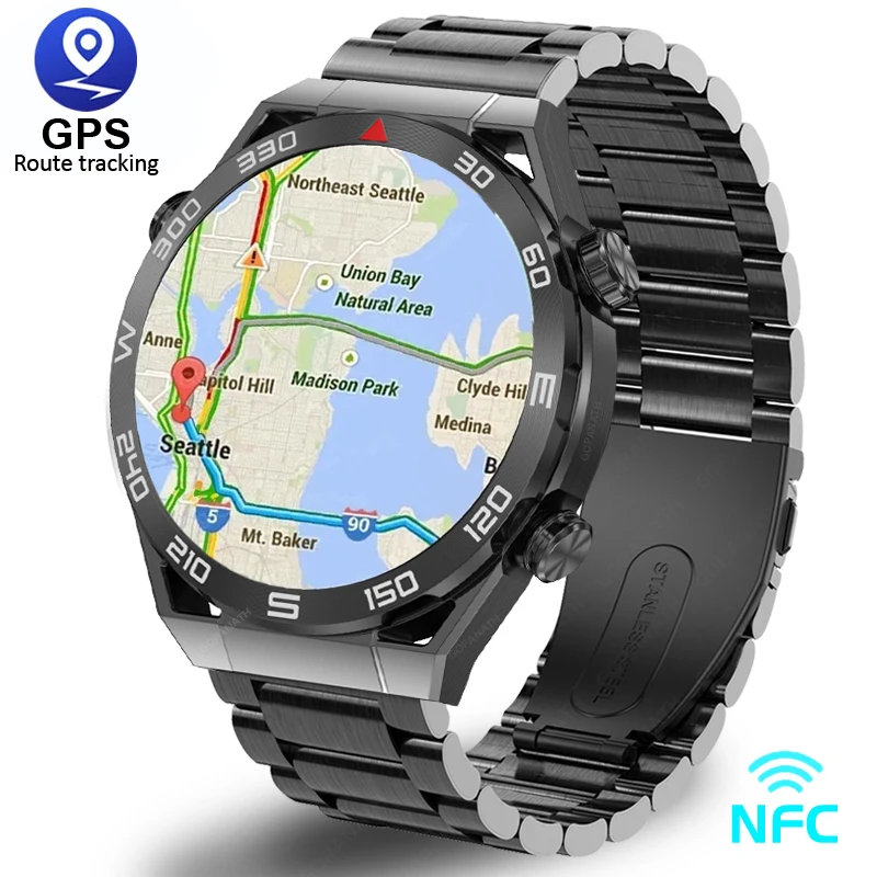 

2023 GPS Smart Watch Men 1.5 Inch HD Large AMOLED Display Hi-Fi Voice Calling NFC Watches Compass IP68 Waterproof NEW Smartwatch