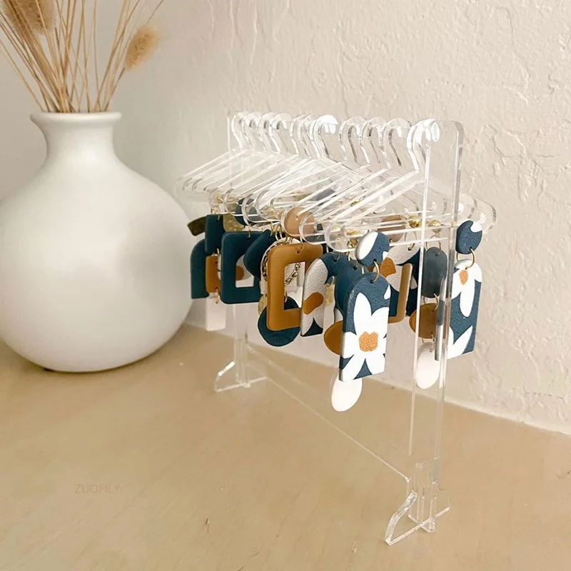 Handmade Polymer Clay Soft Pottery Earrings Stand Organizer Acrylic Hanger Shape Tabletop Jewelry Display Holder Earring