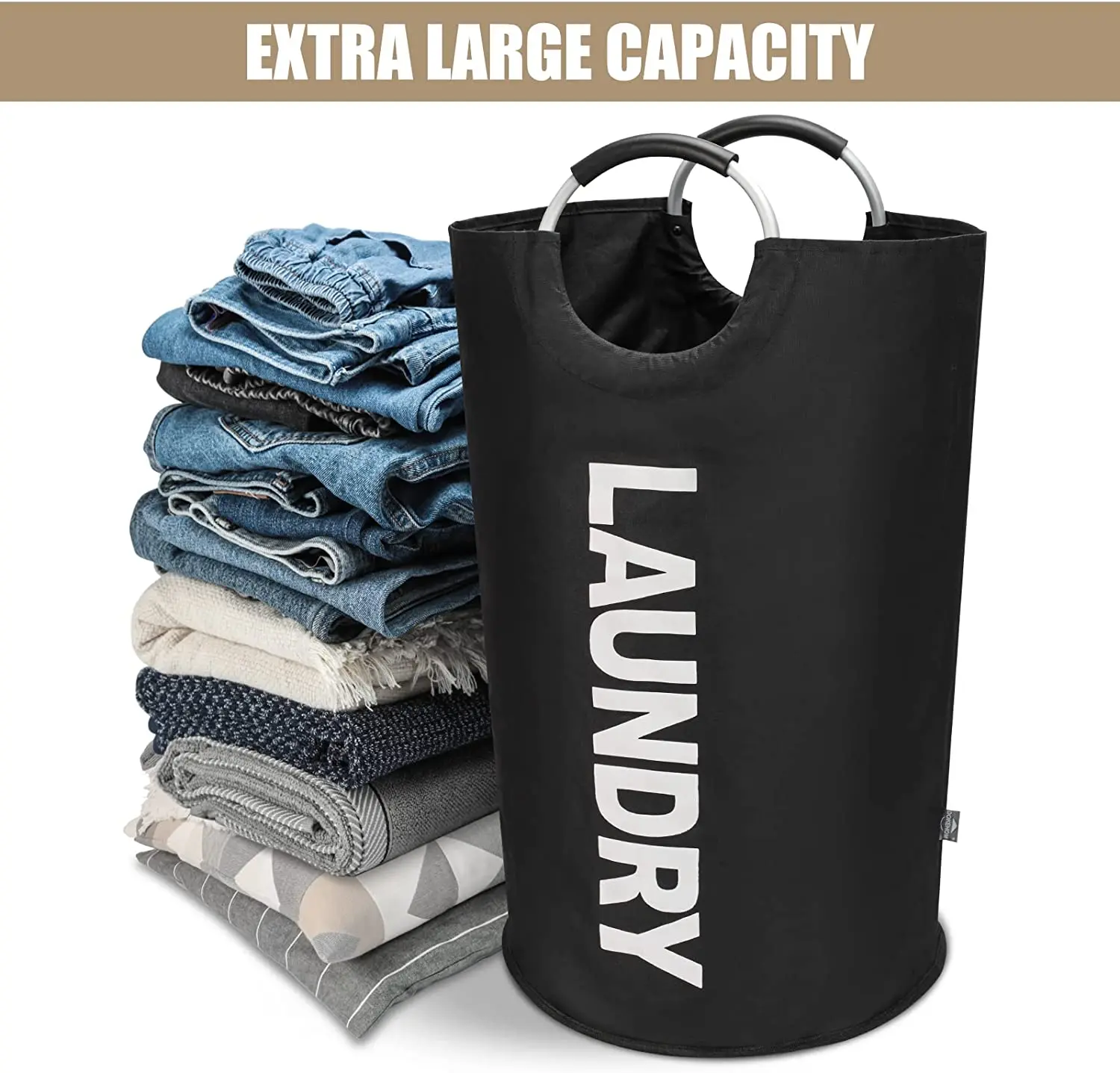 Laundry Bag 82L Collapsible Freestanding Foldable Clothes Washing Bin