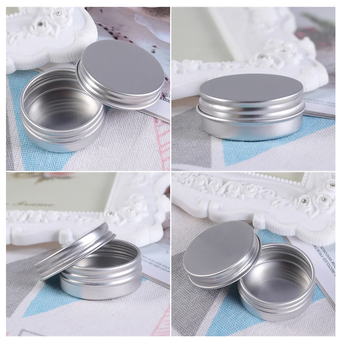 

Оловянные стандартные банки, металлические алюминиевые косметические Круглые Пустые контейнеры, банка, винтовая банка, многоразовая маленькая фотосвеча