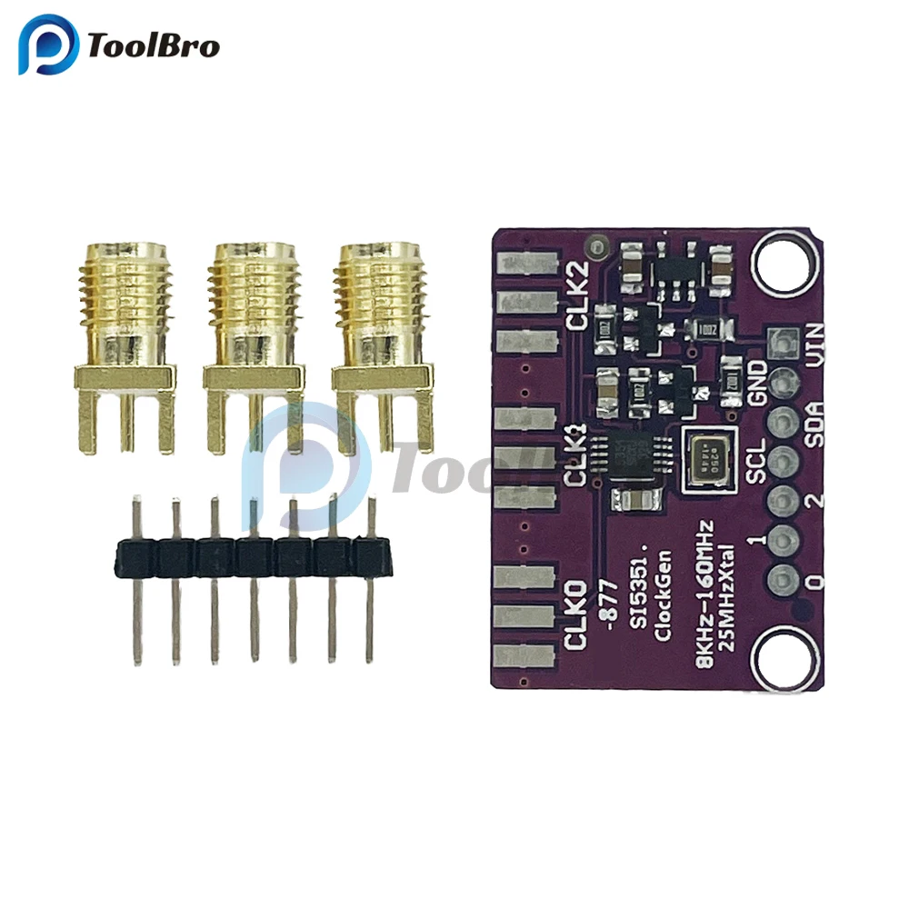 SI5351 Clock Signal Generator Module High Frequency Signal Square Wave Frequency Generator Board 8KHz-160MHz 3.3-5V Duty Cycle