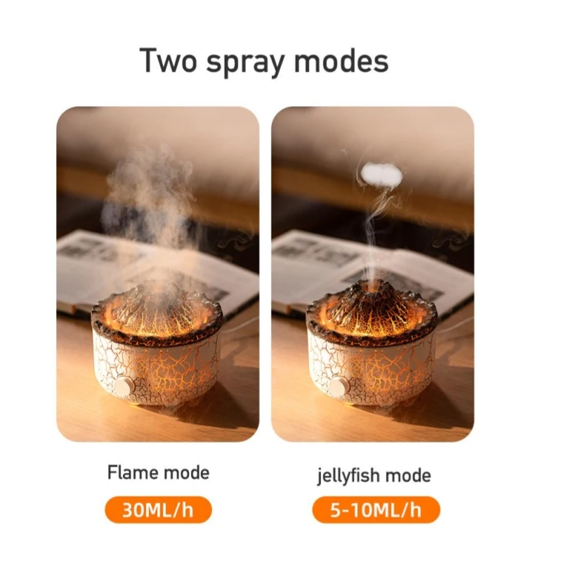 560ML 초음파 가습기 디퓨저 3D 시뮬레이션 불꽃 아로마테라피 향기 리모컨 룸 스프레이
