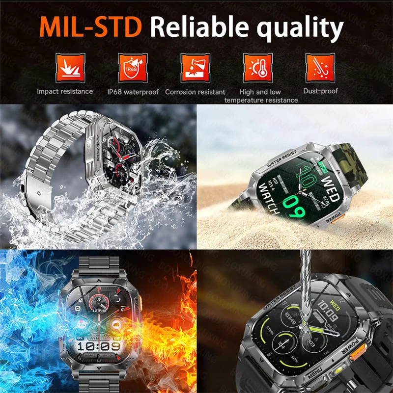 2026 New Built-in 1400mAh Super Large Battery Men Outdoor GPS Smart Watch 2.01"AMOLED Screen 3ATM Waterproof HD Call Smartwatch 4
