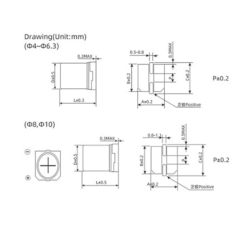Electrolytic Capacitor SMD Capacitor Aluminum Electrolytic Capacitor 10PCS SMD Electrolytic Capacitor 6.3V 10V 16V 25V 35V 50V 63V 100V 400V 2.2 10 22 33 47 100 220 330 470 560 680 1000UF 1~2200UF
