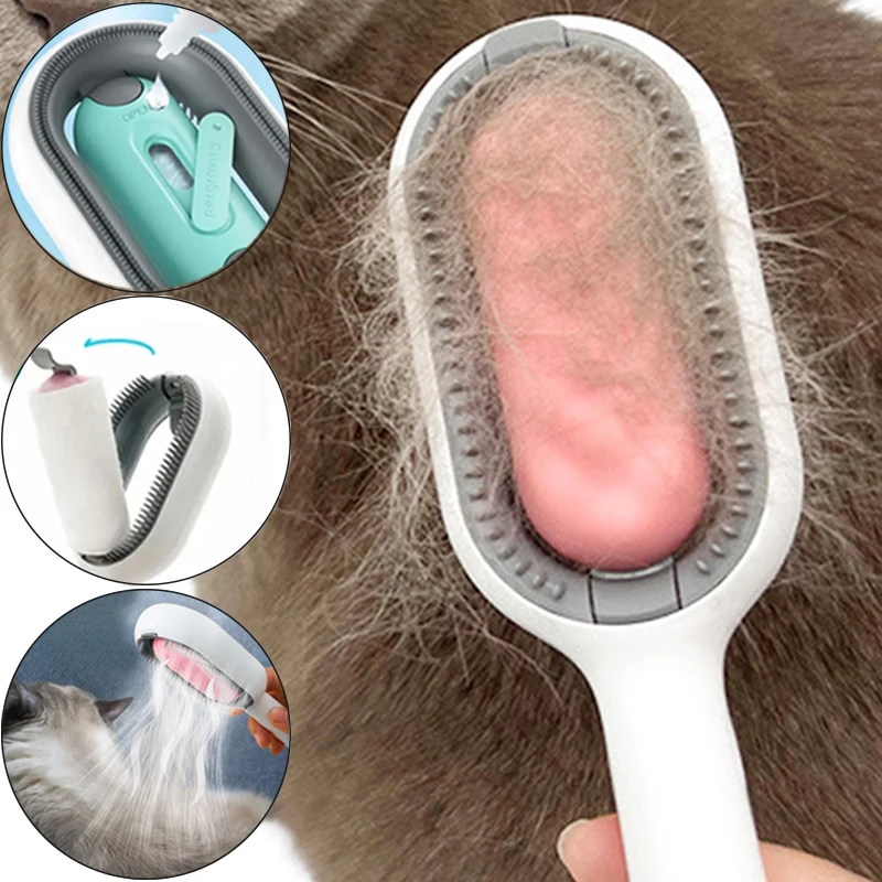

4 In 1 Dog Cat Grooming Comb with Water Tank Double Sided Pet Hair Removal Brush Universal Pet Cleaning Floating Hair Tools