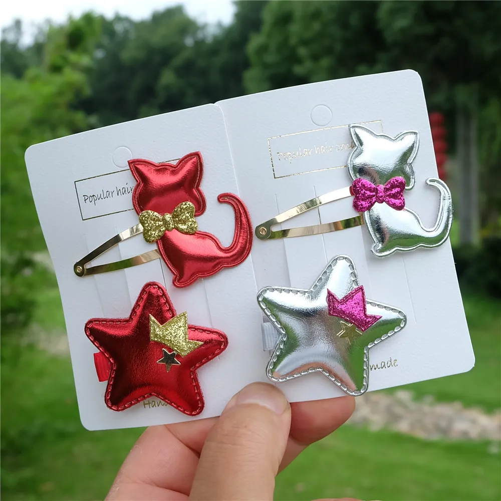 In Vendita Cartoon Cat Kid Hair Clip Shiny Swan Hairpin Girl Pearl Crown Barrette Princess Headwear For Child Baby Hair Accessorie