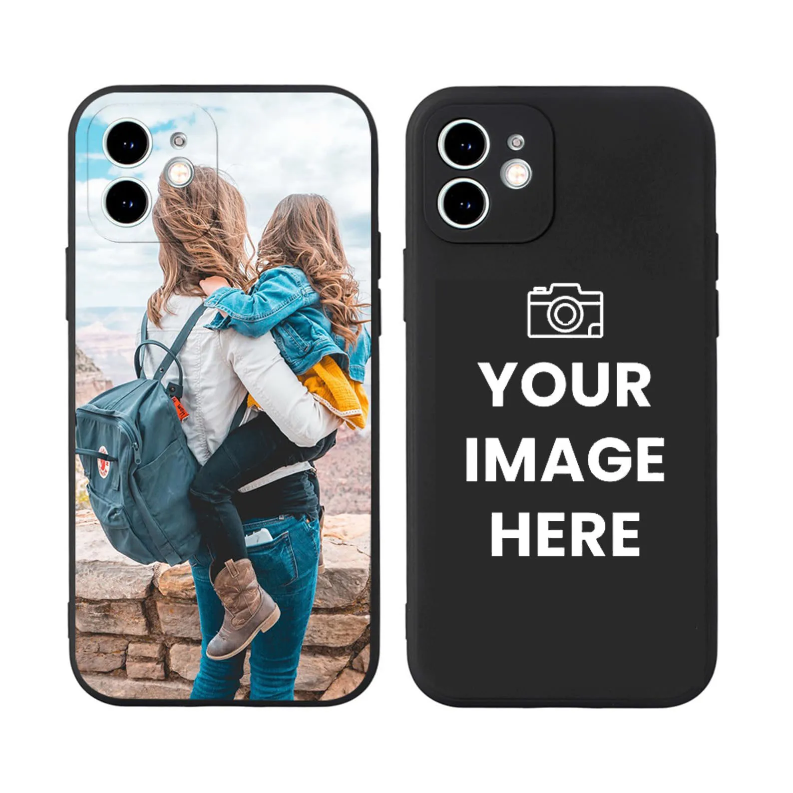 Personalized Black Silicone Soft Phone Case with Custom Photo