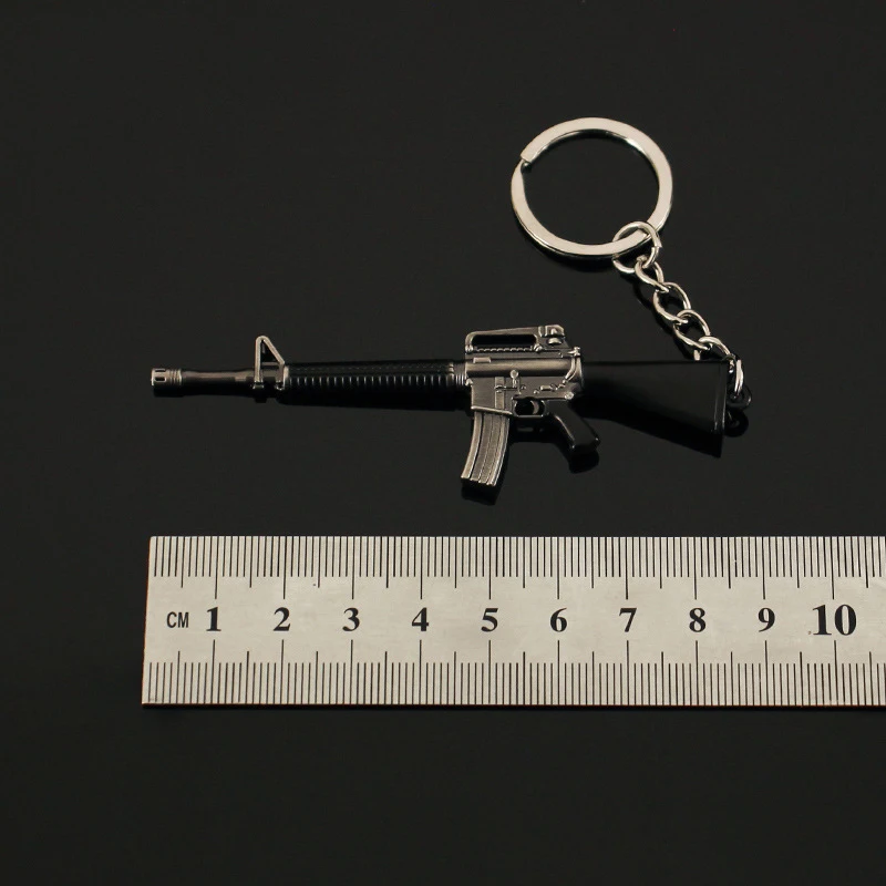 미니 건 모델 키 체인, M16A4 모델 주얼리 무기 금속 펜던트 키 체인 Chaveiro 가방, 자동차 키 홀더, 어린이 남성 선물, 9cm