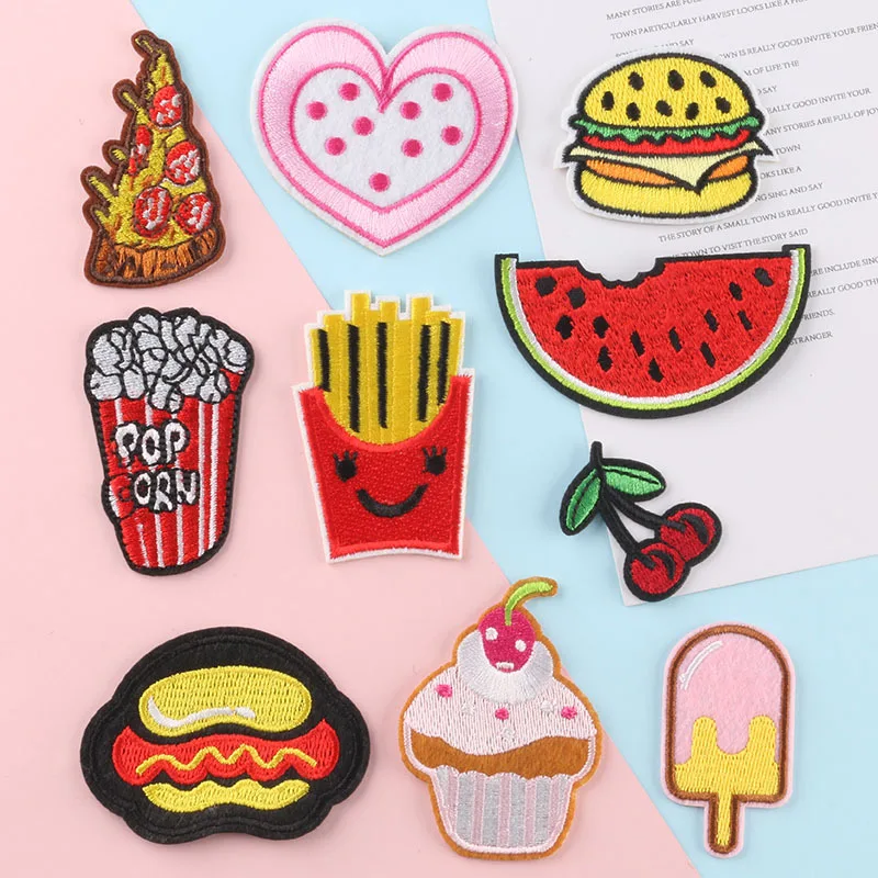 Мультяшные нашивки с мороженым для одежды вышитые термоклейкие значки полоски