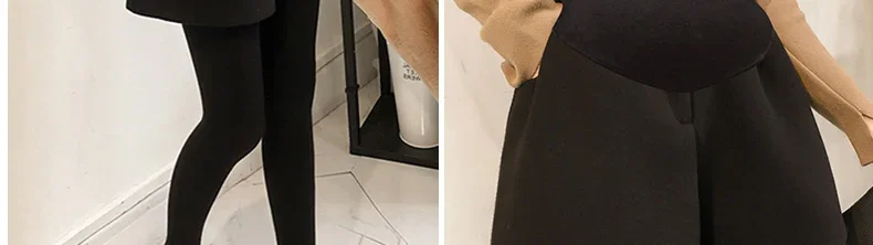 Herbst Winter Woll shorts für Mutterschaft weites Bein lose Bootcuts für schwangere Frauen Schwangerschaft Jugend elastische Taille – Detail 7