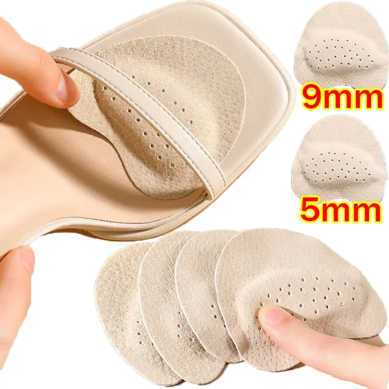 Leather Forefoot Pads Women High Heels Anti-slip Foot Care Shoe Pads Stickers Pain Relief Insert Insoles Toe Cushions 2pcs