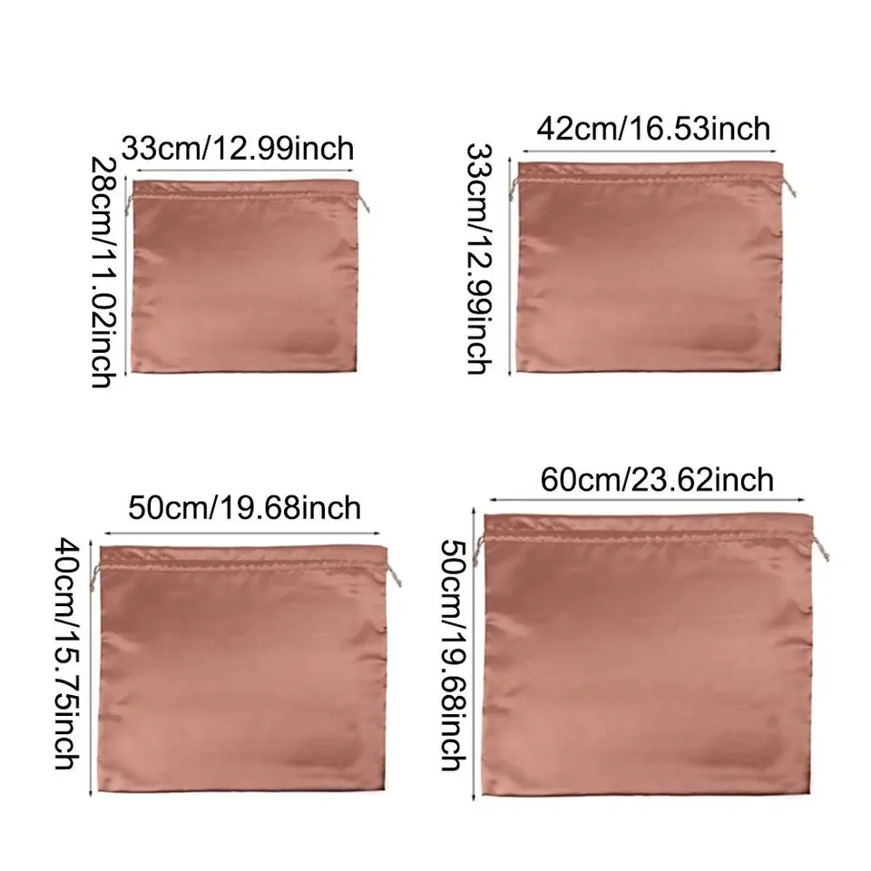 Confezione Da 3 Sacchetti Porta Abiti In Seta Con Coulisse, Neri, 60x50 Cm, Per Borse, Scarpe E Stivali, Con Tag Identificativo, Lavabili