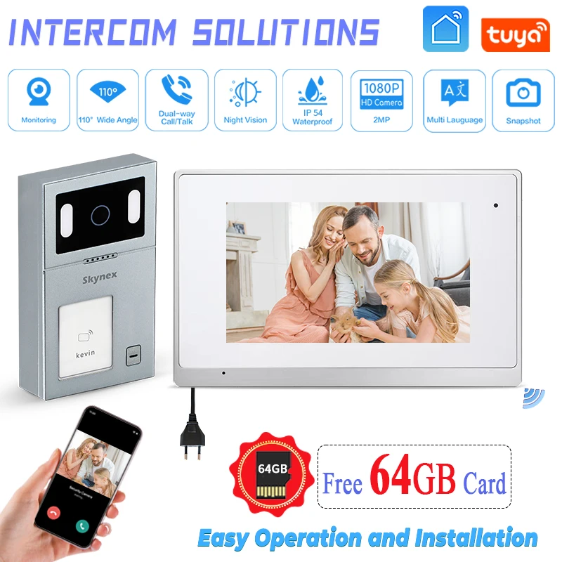 

Factory Smart 7 inch Video Door Phone Best Quality1080P Door Entry Intercom Security System SD Card Record TUYA APP
