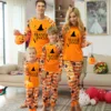 New Halloween Family Pajamas Fashion Orange Grimace Pattern  Family Matching Outfits Parent Mother Kids Festival Home Clothes 4