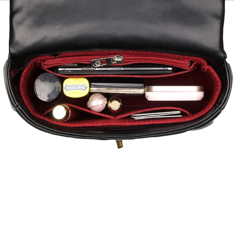 Cosmetic Storage Bag EverToner Fits for CF Classic Flap Bag Felt Cloth Insert Organizer Travel Inner Purse Portable