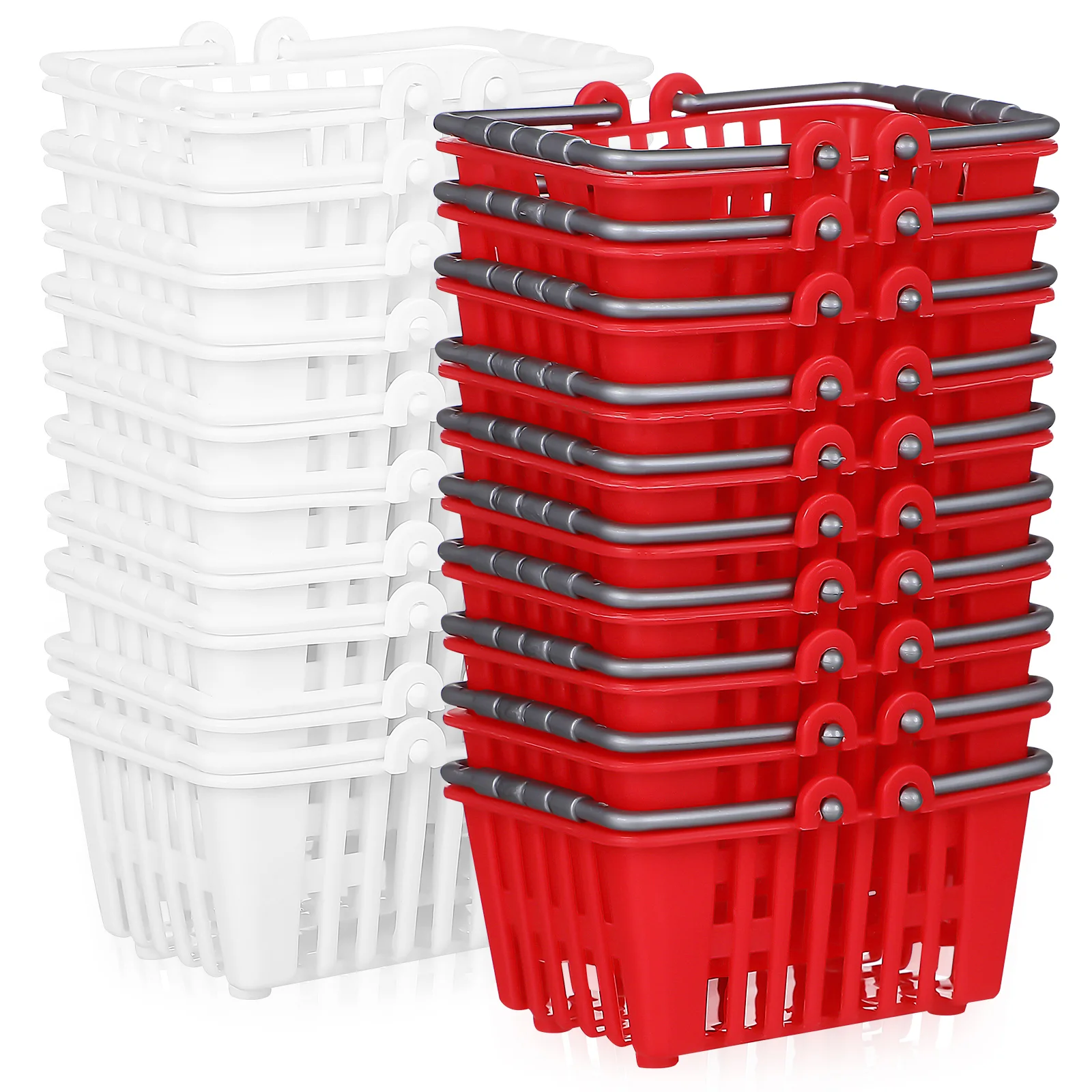 20 Pcs Small Supermarket Baskets Simulation Tiny Shopping Baskets Models Ornaments Toys House Decorations 24 pcs childrens toys road sign barricade traffic cones small signs and decorations fence models educational learning
