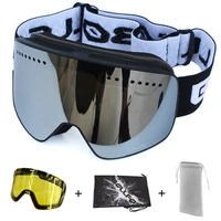 Magnetic Ski Goggles Anti-fog UV400 Double Layers Lens Snowboarding Skiing Goggles for Men Women Ski Glasses Eyewear Yellow lens 1