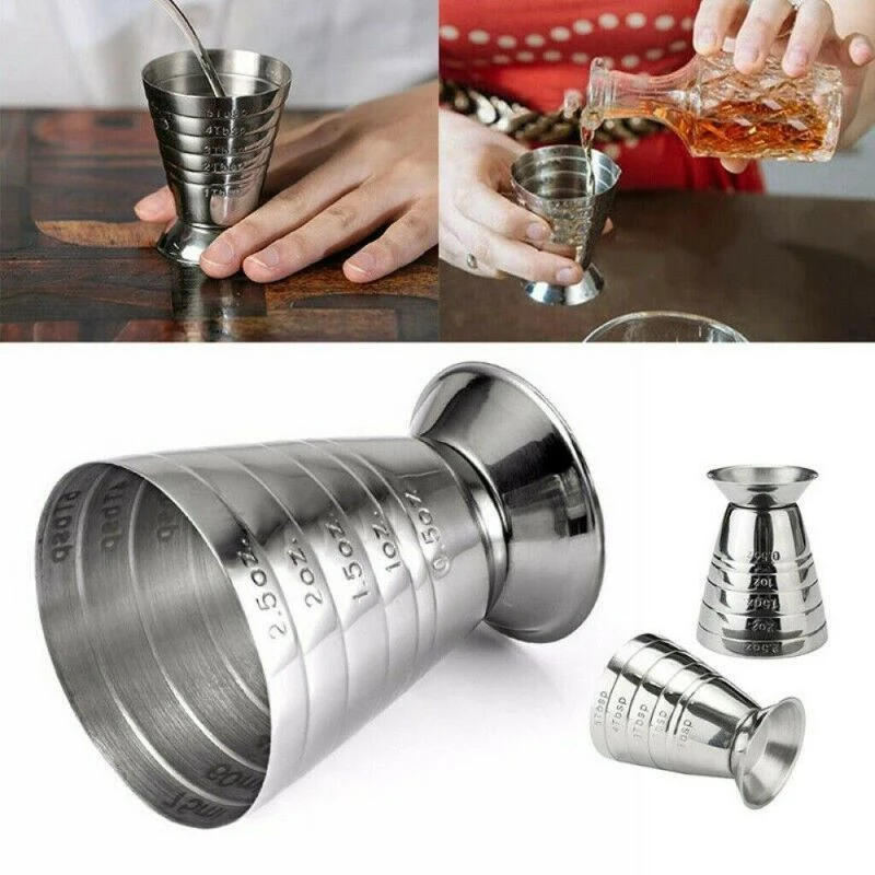 Measuring Jigger Cocktail Cup Bar Measuring Cup 304 Stainless Steel Glass Ounce Measure Jigger Kitchen Bartender Bar Tools 2.5oz 75ml Barware