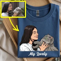 T-shirt personnalisé avec caricature photo, t-shirt à manches courtes pour couple familial, cadeau d'anniversaire ou de Saint-Valentin pour elle, t-shirt à manches courtes d'été 4