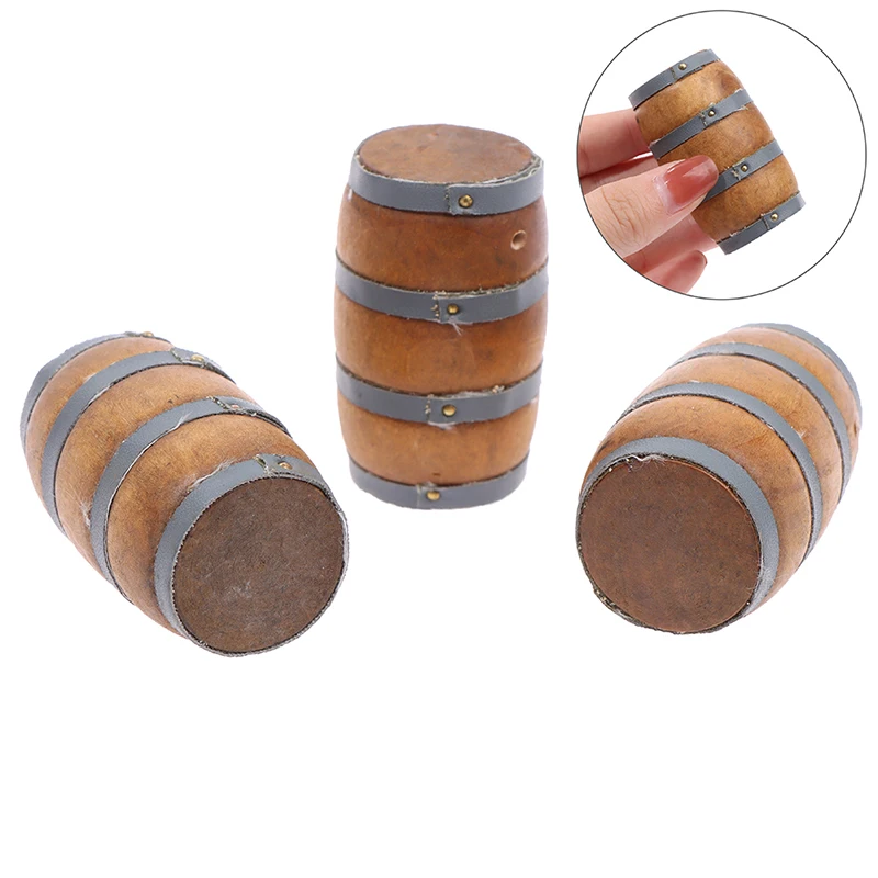 LUOZZY 2-Piece Miniature Wooden Beer Keg Set - Micro Landscape & Dollhouse Accessories Decor