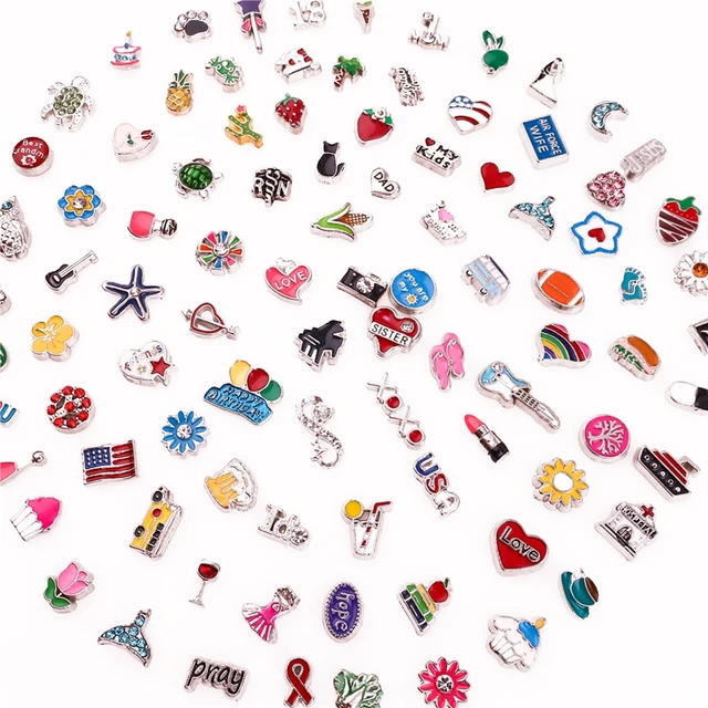 New Arrival 20pcs Mixed Heart Shaped Love Letter Rose Flower Floating Charms  Fit Glass Memory Locket Necklaces Bracelet Jewelry - Charms - AliExpress