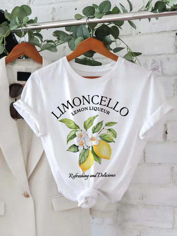 Lemon Letter Print T-shirt Short Sleeve Crew Neck Casual Top for Summer Women Kawaii Streetwear Graphic Tees Vintage Fruit Shirt Best Sellers In Women's Clothing