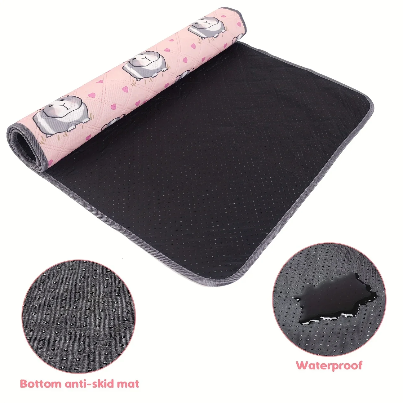 pink hamster print waterproof mat washable reusable non slip mat for guinea   rabbits hamsters mice 24   details 4