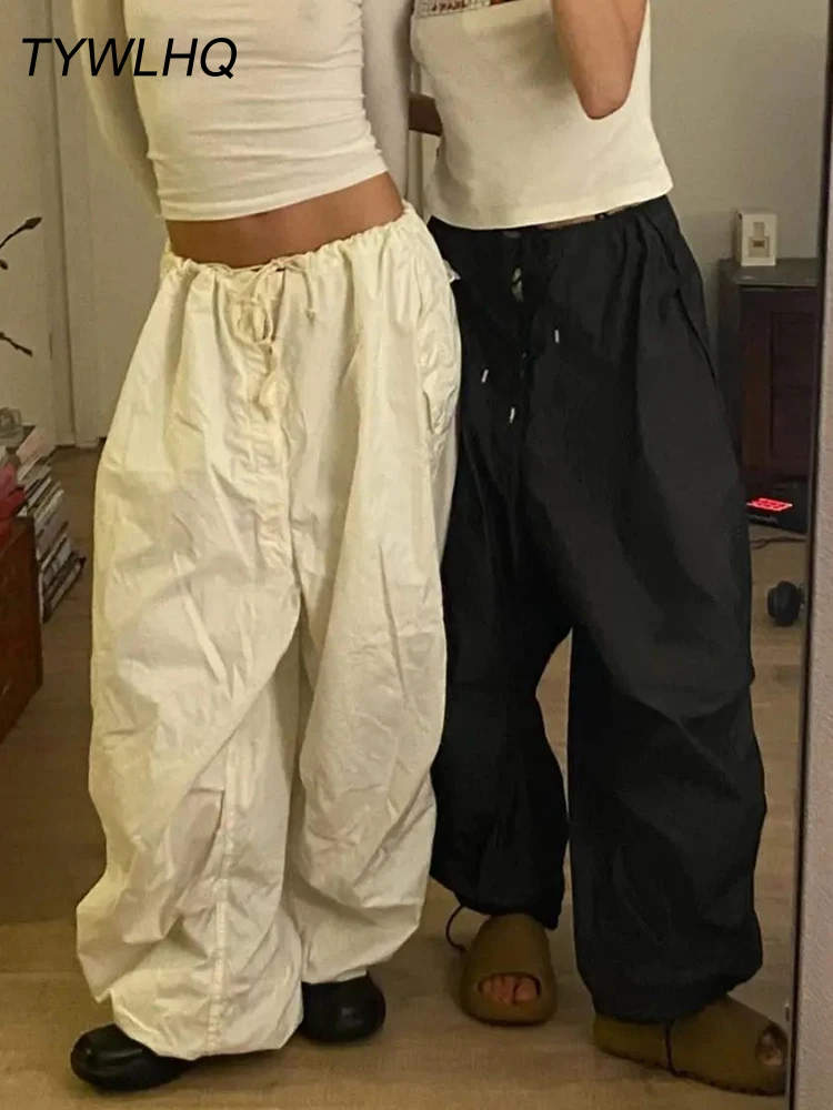 White Cargo Pants Women Streetwear Fashion Overalls Big Pocket
