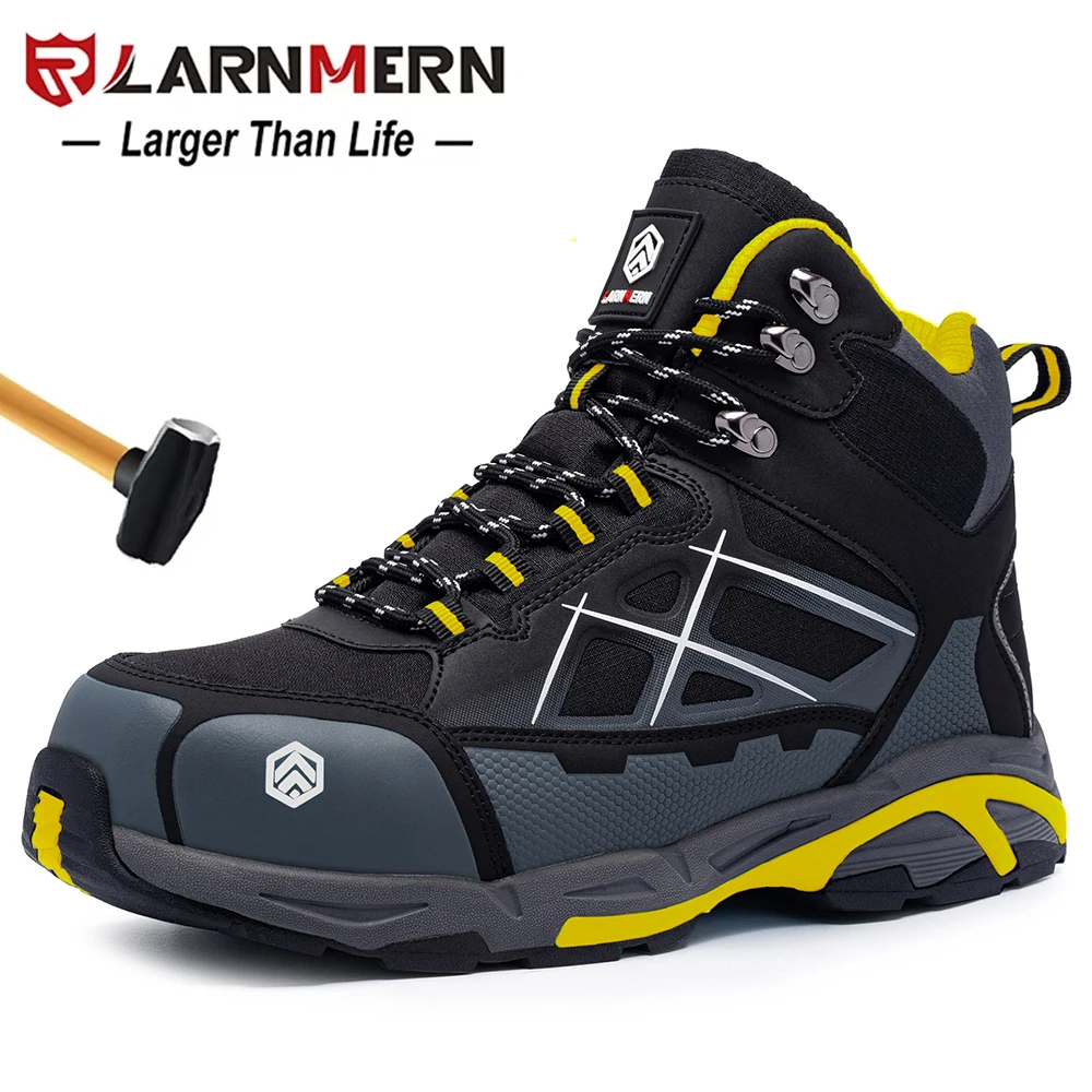 Larnmern Mens Safety Work Boots Steel Toe Shoes Anti-puncture Anti-static Non Slip Protective Boots