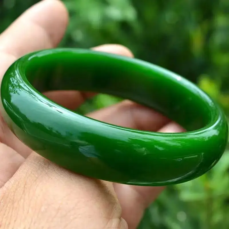 

Natural Hotan Jade Bracelet Spinach Green Jade Jade Women's Bracelet