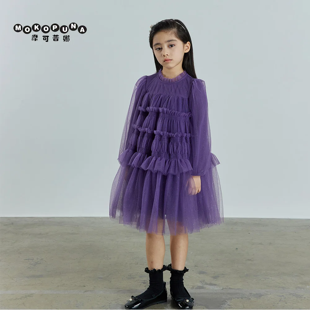 

MOKOPUNA Girl Dresses 2023 New Princess A-line Dresses for Girls Wedding Party Christmas Long Sleeves Children Clothes 3-8Years